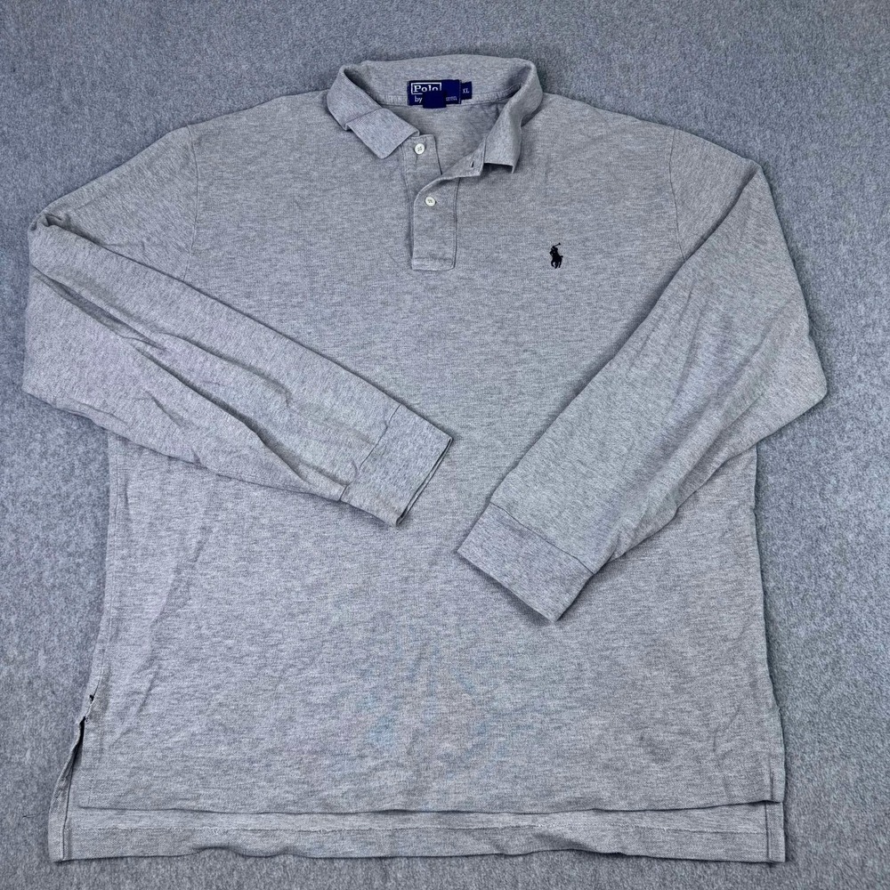 Polo Ralph Lauren Men's Size XL Long Sleeve Classic Fit Polo Gray Black Pony